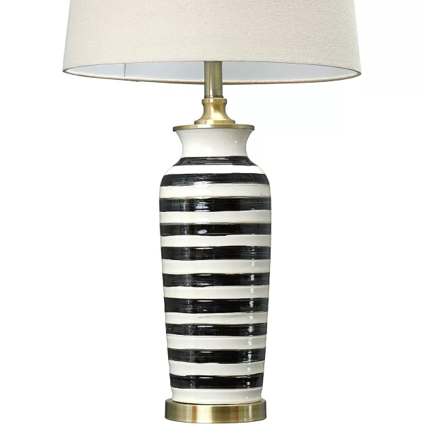 Creative CoOp Striped Ceramic Table Lamp with Brushed Gold Accents Black and WhiteBlack Stripe