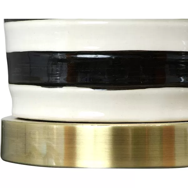 Creative CoOp Striped Ceramic Table Lamp with Brushed Gold Accents Black and WhiteBlack Stripe