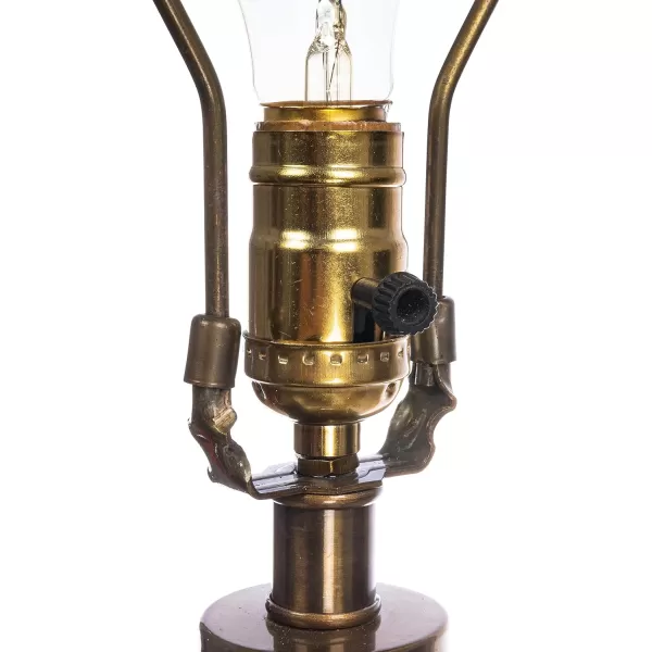 Creative CoOp Textured Glass Base Table Lamp with Cotton Drum Shade White