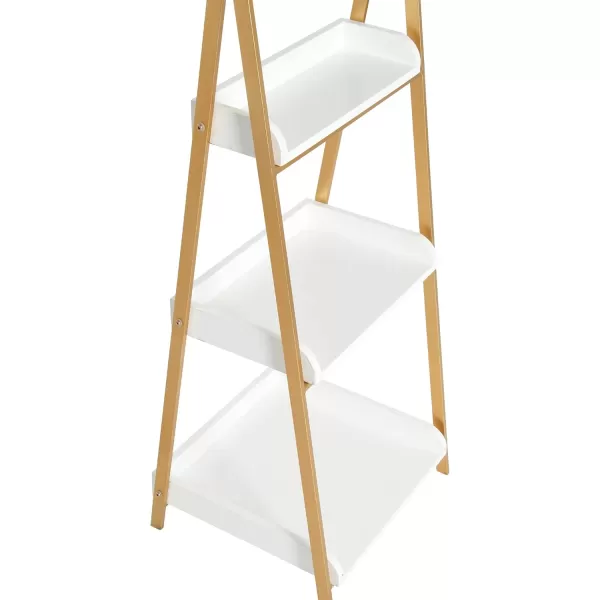 Creative CoOp Three Tier AFrame Open Standing Shelf White and Gold