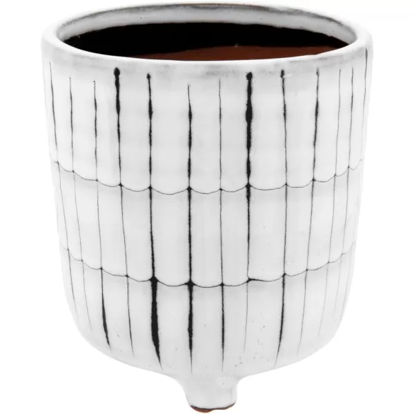 Creative CoOp White ampamp Black Terracotta Footed Planter
