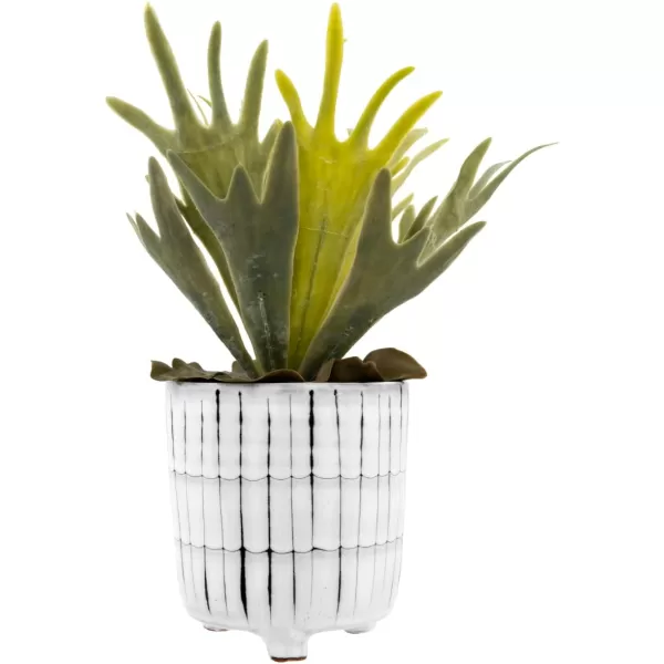 Creative CoOp White ampamp Black Terracotta Footed Planter