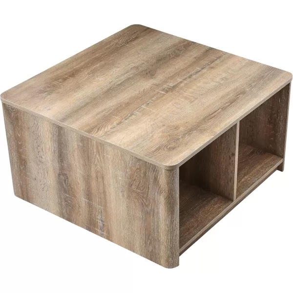 Creative CoOp Wood Console Table with Storage Coastal Oak Book ShelfCoffee Table