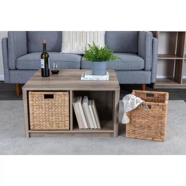 Creative CoOp Wood Console Table with Storage Coastal Oak Book ShelfCoffee Table
