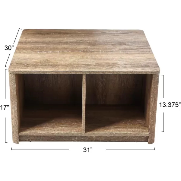 Creative CoOp Wood Console Table with Storage Coastal Oak Book ShelfCoffee Table