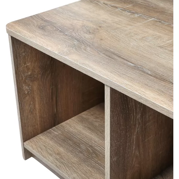 Creative CoOp Wood Console Table with Storage Coastal Oak Book ShelfCoffee Table