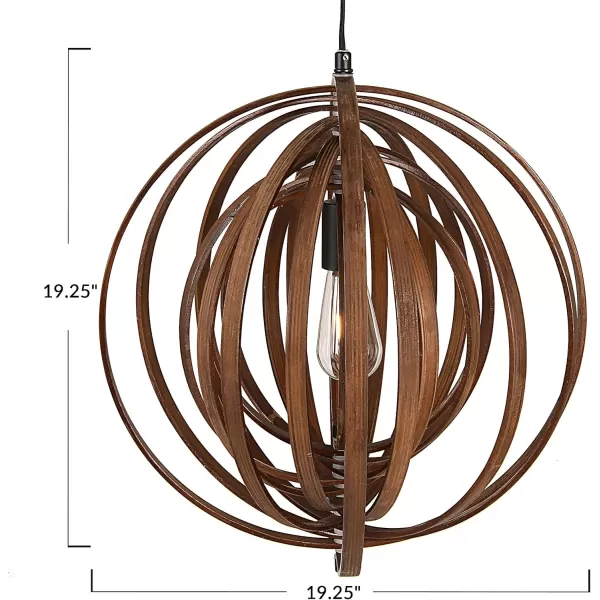 Creative CoOp Wood Globe Pendant Brown