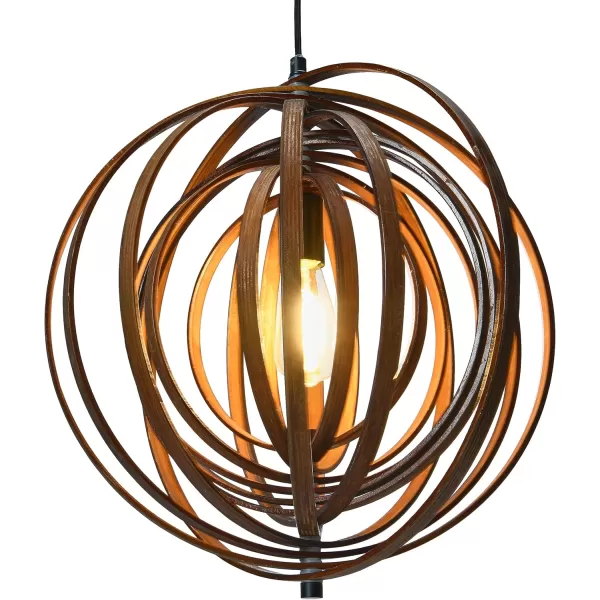 Creative CoOp Wood Globe Pendant Brown
