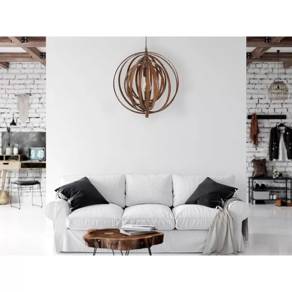 Creative CoOp Wood Globe Pendant Brown