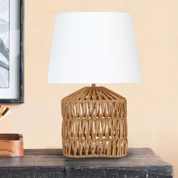 Creative CoOp Woven Rope Table Lamp with Empire Shade Natural