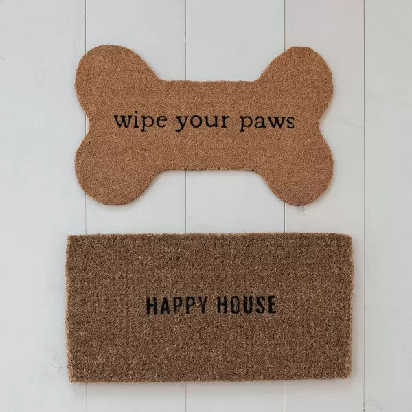 Creative CoOp quotHappy House Large Coir Doormat Natural