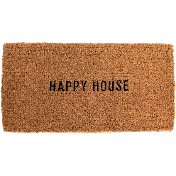 Creative CoOp quotHappy House Large Coir Doormat Natural