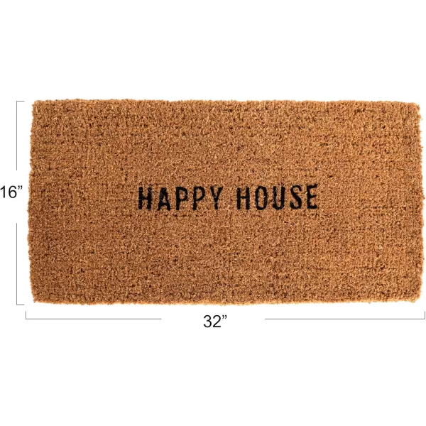Creative CoOp quotHappy House Large Coir Doormat Natural