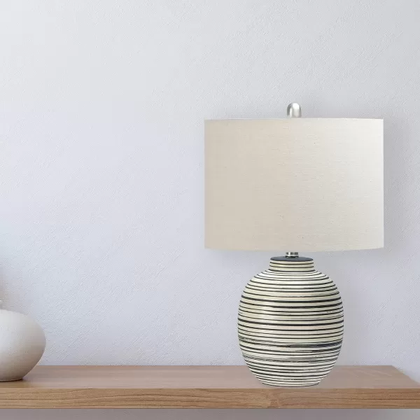 Creative Coop EC0413 23quot Ceramic Textured Striped Table Lamp Grey