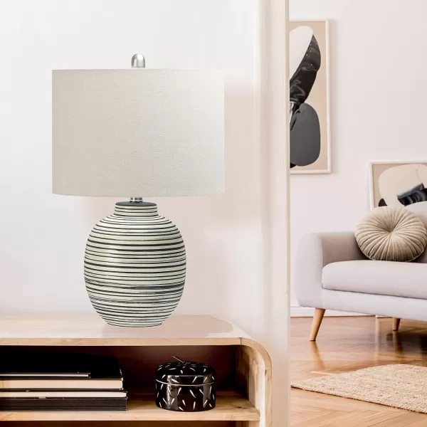 Creative Coop EC0413 23quot Ceramic Textured Striped Table Lamp Grey