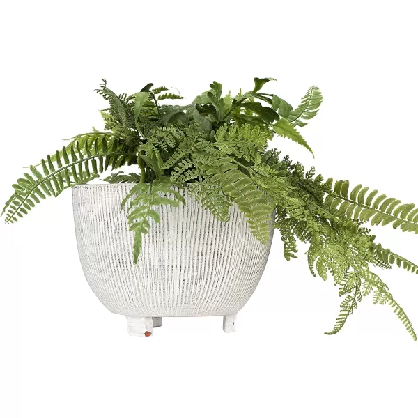 Distressed Cream Terracotta Planter with Fluted TextureFooted Planter