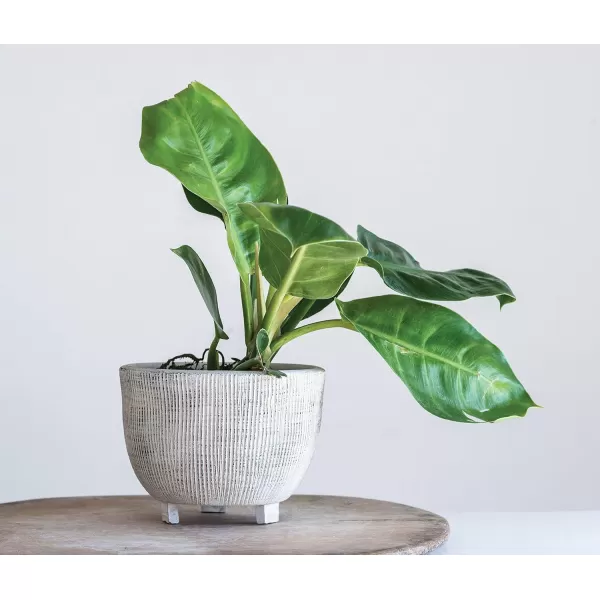 Distressed Cream Terracotta Planter with Fluted TextureFooted Planter