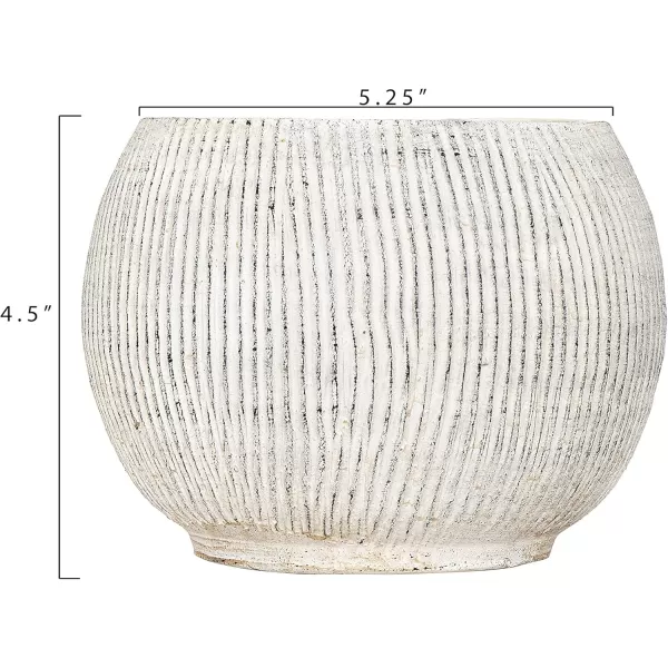 Distressed Cream Terracotta Planter with Fluted TexturePlanter
