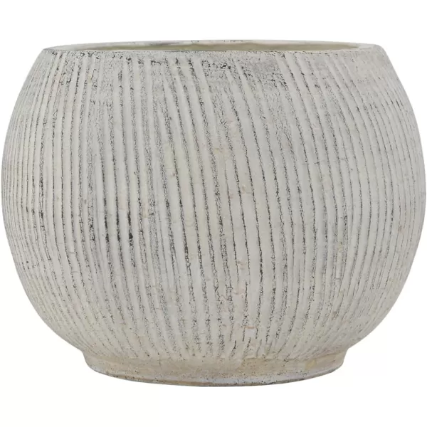 Distressed Cream Terracotta Planter with Fluted TexturePlanter