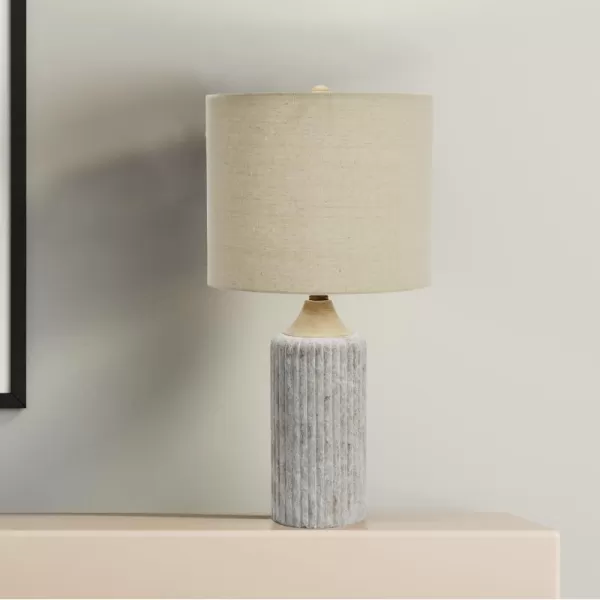 Creative CoOp 12quot Round Desk Lamp Cement Grey235quot H x 12quot L x 12quot W 5 Cord