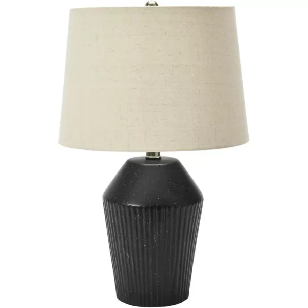 Creative CoOp 13quot Round Stoneware Desk Lamp BlackBlack