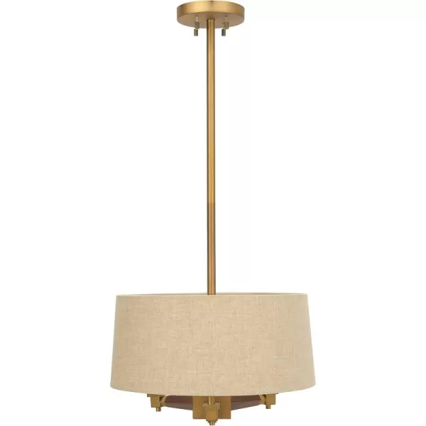 Creative CoOp 18 Inch Brushed Gold and Wood Drum Pendant