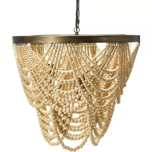 Creative CoOp 2Tier Draped Wood Bead Chandelier Pendant 26quot H IvoryChandelier