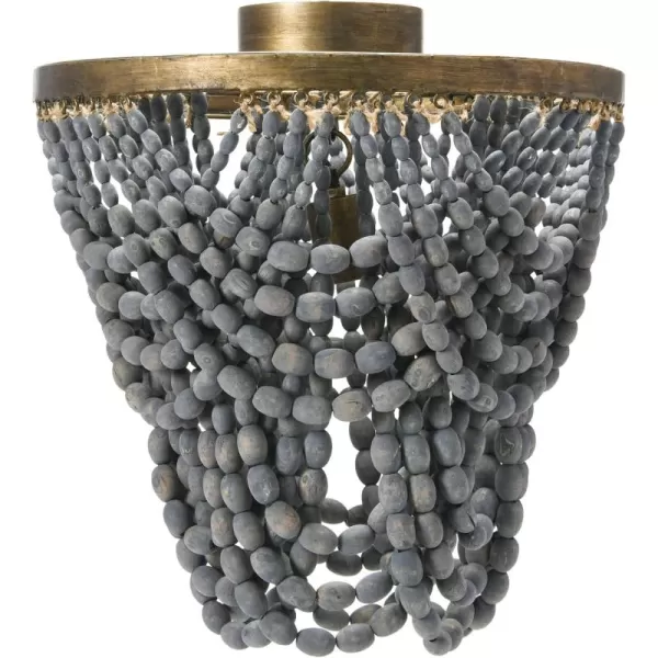 Creative CoOp 2Tier Draped Wood Bead Chandelier WhiteLight Gray