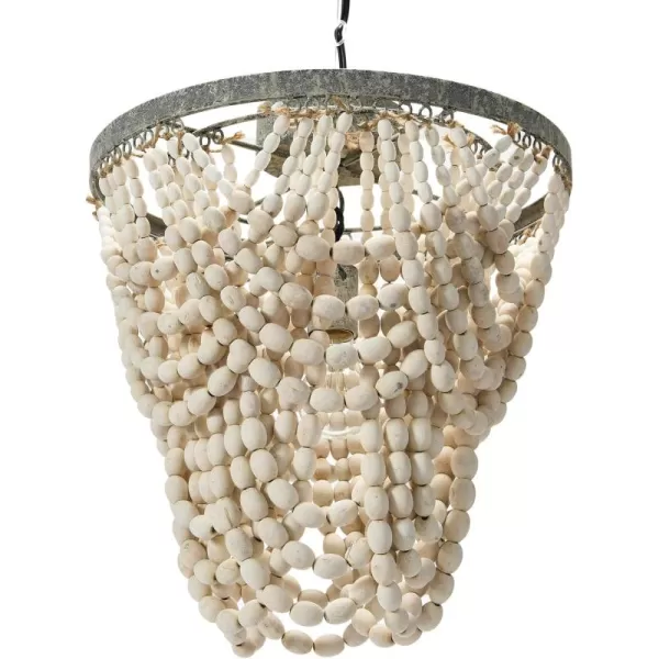 Creative CoOp 2Tier Draped Wood Bead Chandelier WhiteWhite