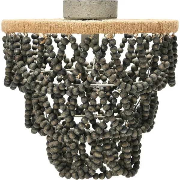 Creative CoOp 3Tier Draped Wood Bead SemiFlush Mount Chandelier Dark Gray