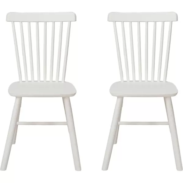 Creative CoOp Antique White Rubberwood Dining Chair with Slatted Back Set of 2