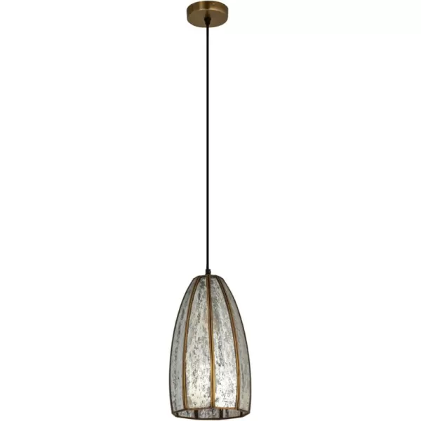 Creative CoOp Antiqued Mirrored Mercury Glass Pendant with Gold Diamond Framework DesignFramework Design
