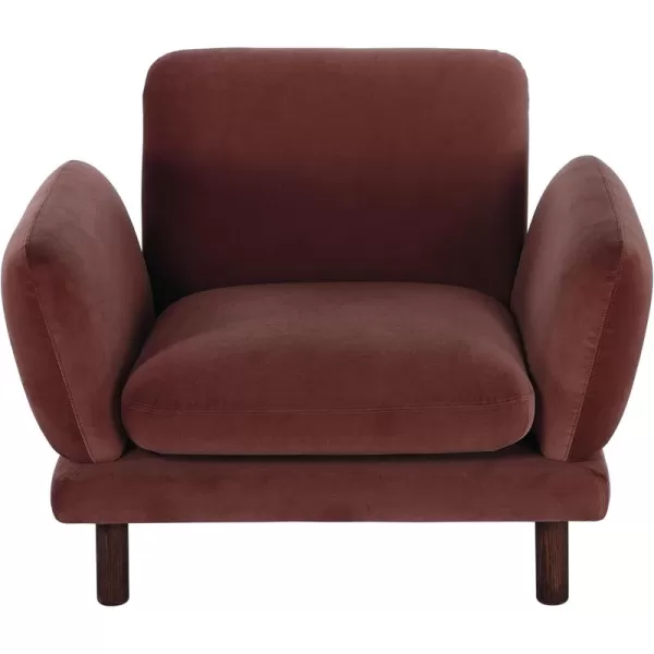 Creative CoOp Clay Velvet Upholstered Sofa with Oak Wood Legs ColorArm Chair