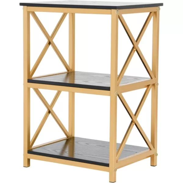 Creative CoOp Crossline Side Table Black and Gold