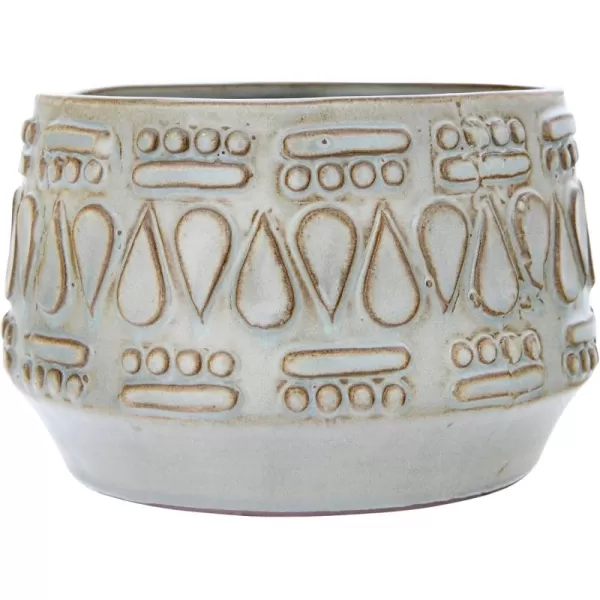 Creative CoOp DF2979 Embossed Stoneware Reactive Glaze Finish Holds 4quot PotEach one Will Vary Planter Green