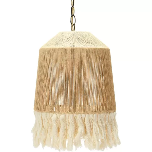 Creative CoOp EC0905 Coastal Lamp with Natural Paper Rope Shades Fringe Detail and Iron Base Pendant 1175quot1175
