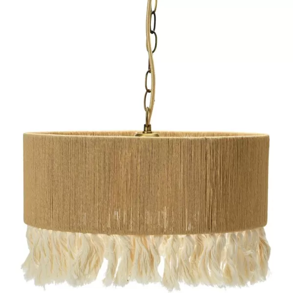 Creative CoOp EC0905 Coastal Lamp with Natural Paper Rope Shades Fringe Detail and Iron Base Pendant 1175quot1575