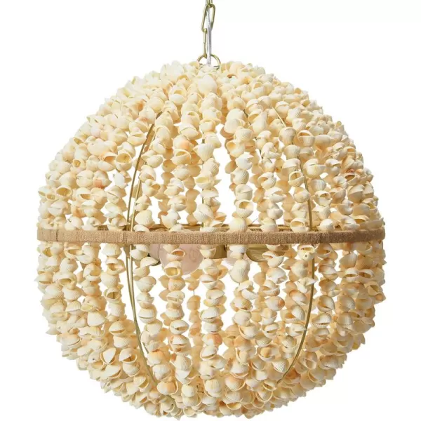 Creative CoOp EC1051 20quot Round Metal and Shell Style Ceiling Light ChandelierPendant