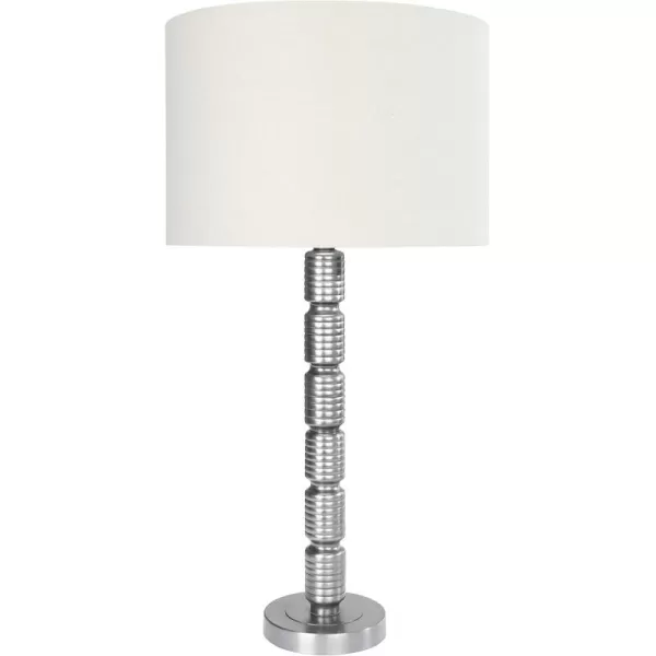 Creative CoOp Faceted Metal Stacked Column Design Table Lamp 2875 Inch Brushed NickelAged Pewter