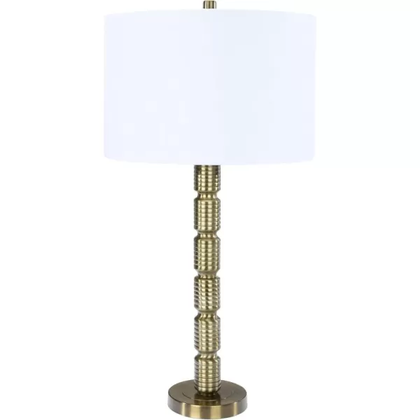 Creative CoOp Faceted Metal Stacked Column Design Table Lamp 2875 Inch Brushed NickelMatte Gold Bronze