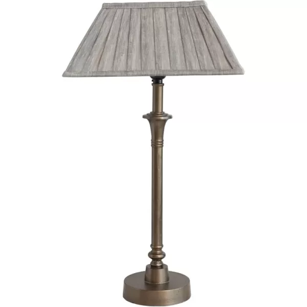 Creative CoOp Farmhouse Metal Pleated Linen Shade Brass and Grey Table Lamp Gray