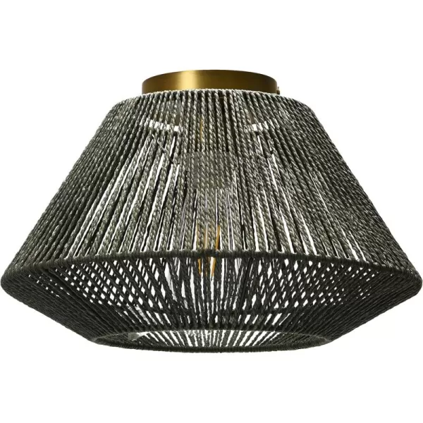 Creative CoOp Flush Mount Ceiling Light with Woven Paper Rope Shade GreyGray