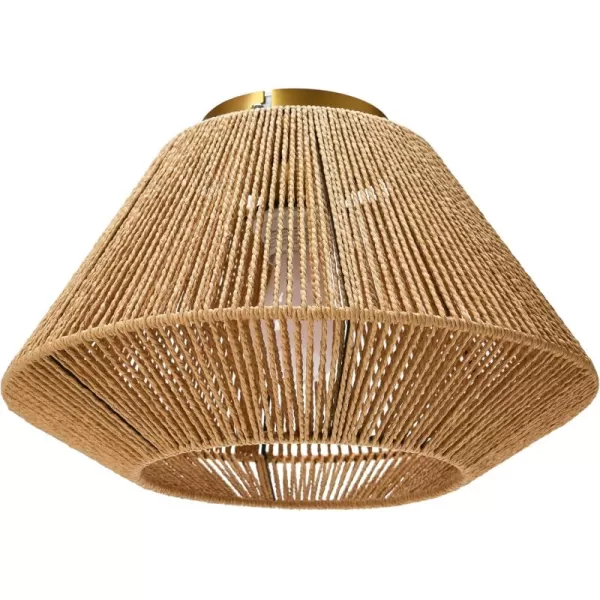 Creative CoOp Flush Mount Ceiling Light with Woven Paper Rope Shade GreyNatural Paper Rope