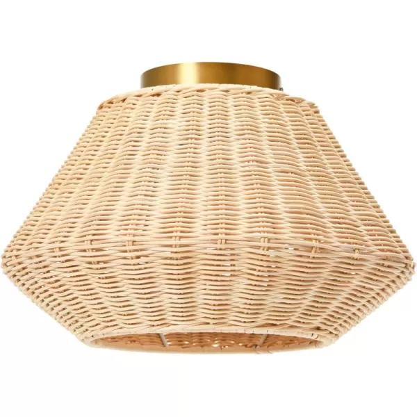 Creative CoOp Flush Mount Ceiling Light with Woven Paper Rope Shade GreyNatural Rattan