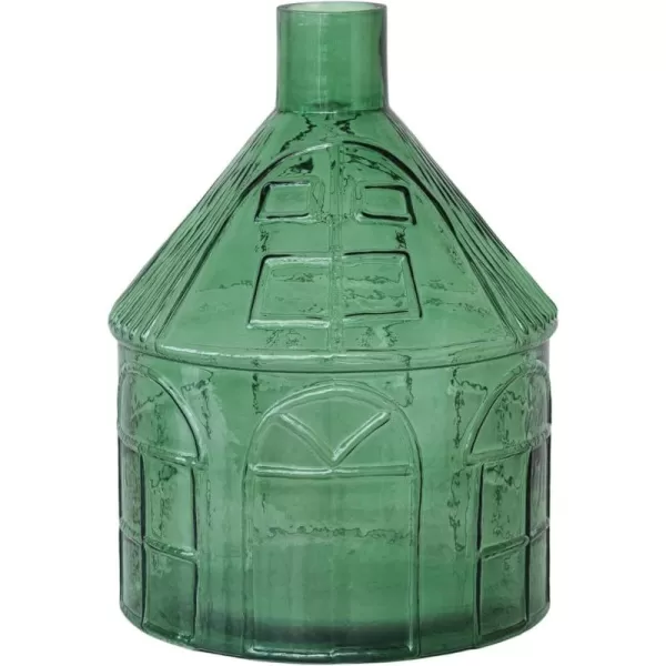 Creative CoOp Glass HouseShaped Vase Green1012 Round x 14H