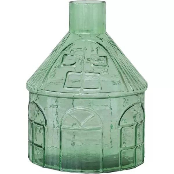 Creative CoOp Glass HouseShaped Vase Green8 Round x 11H