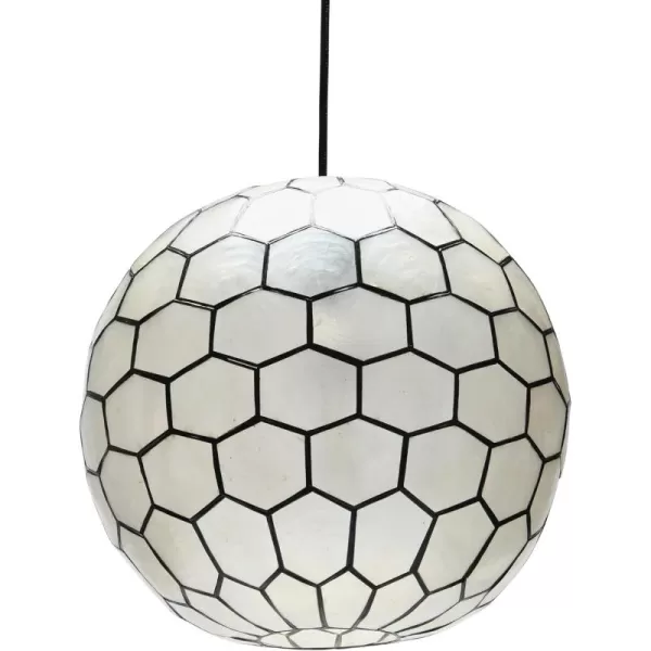 Creative CoOp Gold Honeycomb Globe Pendant Light Capiz White Seashells with Antique 16quotBlack