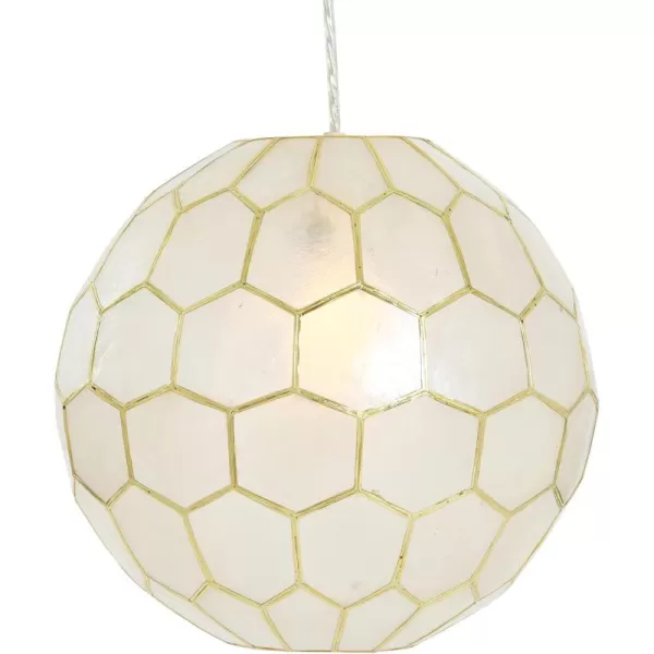 Creative CoOp Gold Honeycomb Globe Pendant Light Capiz White Seashells with Antique 16quotGold