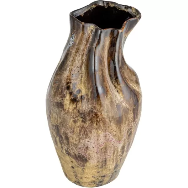 Creative CoOp HandPainted Stoneware Organic Vase with Reactive Glaze Multicolor