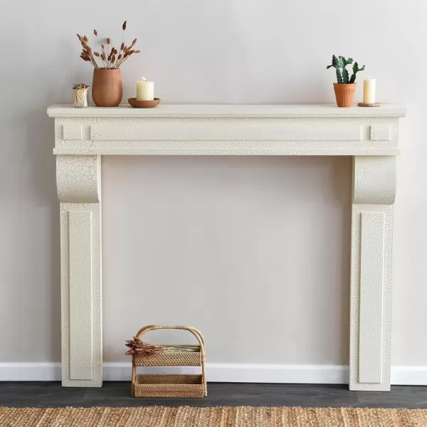 Creative CoOp Lodge Fireplace Mantel Distressed CreamDistressed Cream